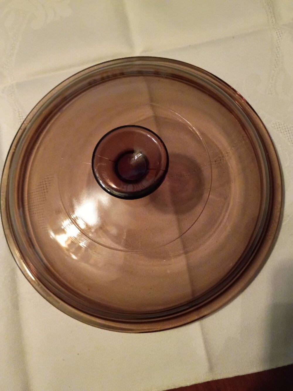 PYREX V 2.5C 8 Inch Glass Lid Replacement Amber Brown Round